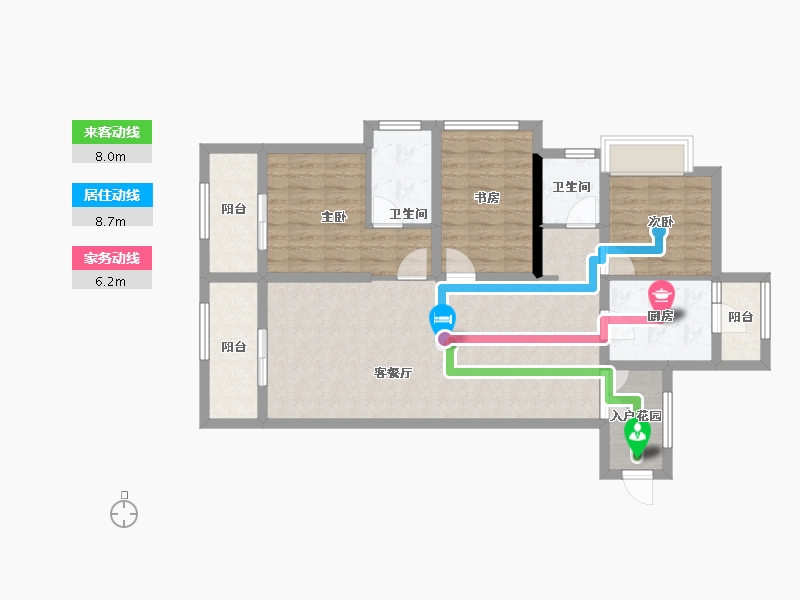 云南省-昆明市-清河居花栖里-91.50-户型库-动静线