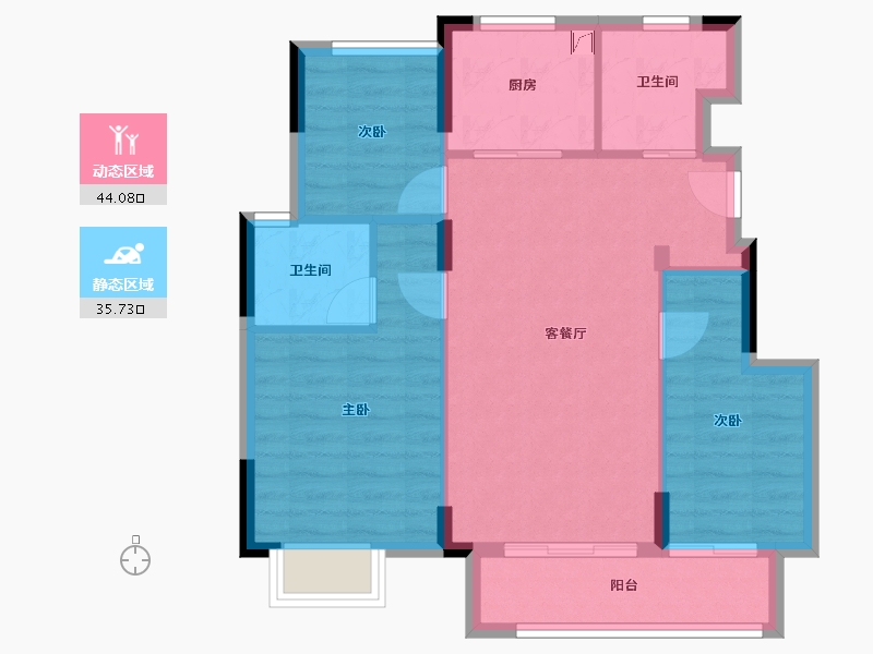 浙江省-金华市-铭扬华府-71.76-户型库-动静分区