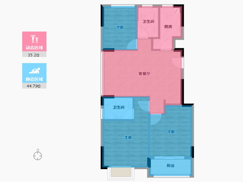 浙江省-金华市-铭扬华府-71.68-户型库-动静分区