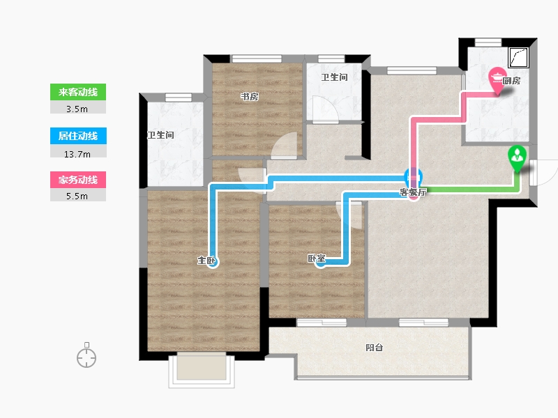 江苏省-徐州市-金地格林世界-89.60-户型库-动静线