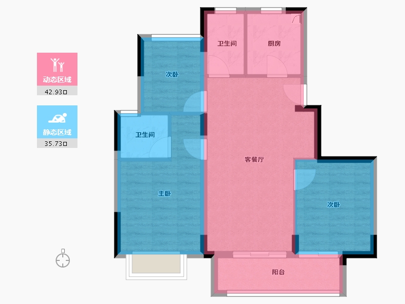 浙江省-金华市-铭扬华府-70.39-户型库-动静分区