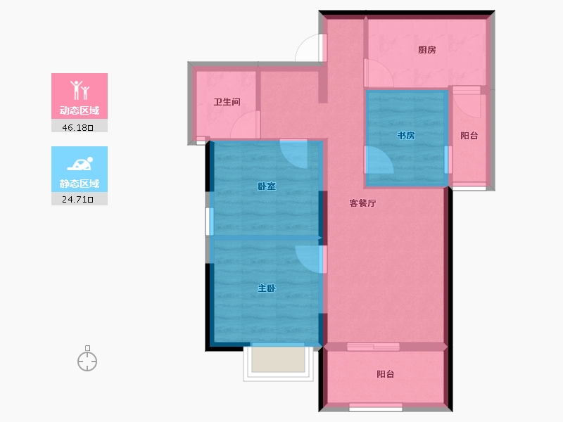 云南省-昆明市-清河居花栖里-62.34-户型库-动静分区