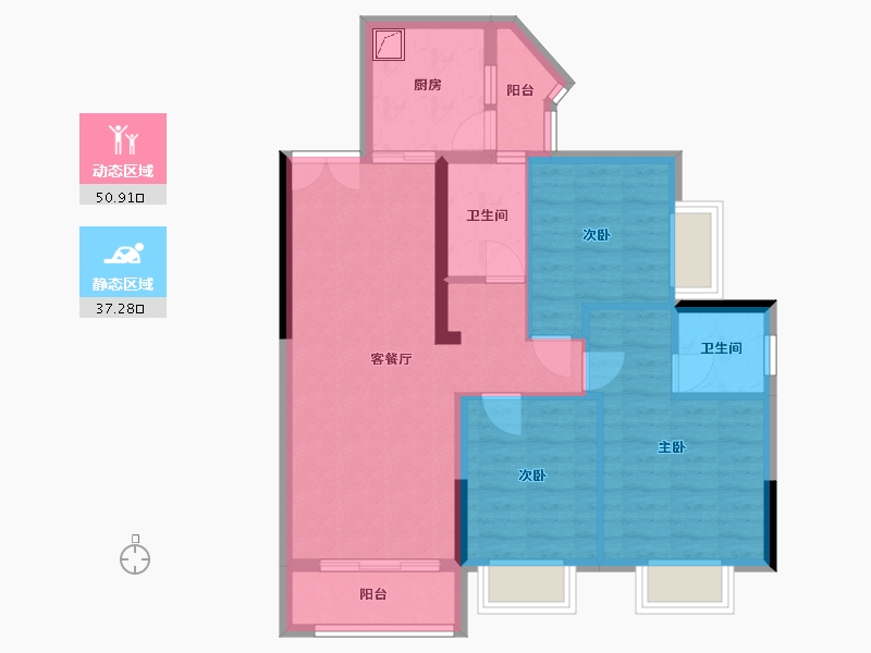 四川省-成都市-东韵花园-83.00-户型库-动静分区