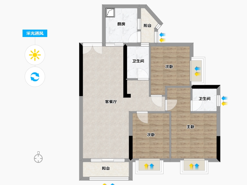 四川省-成都市-东韵花园-83.00-户型库-采光通风