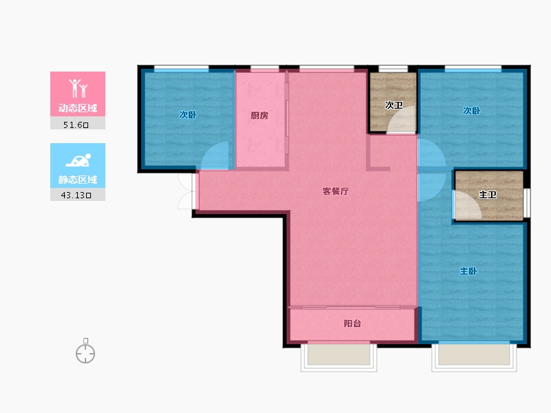 山东省-青岛市-兰庭现河1号-95.03-户型库-动静分区