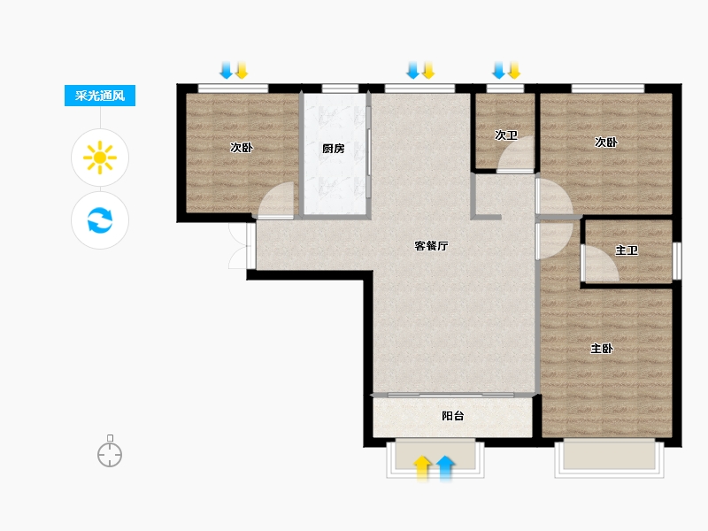 山东省-青岛市-兰庭现河1号-95.03-户型库-采光通风