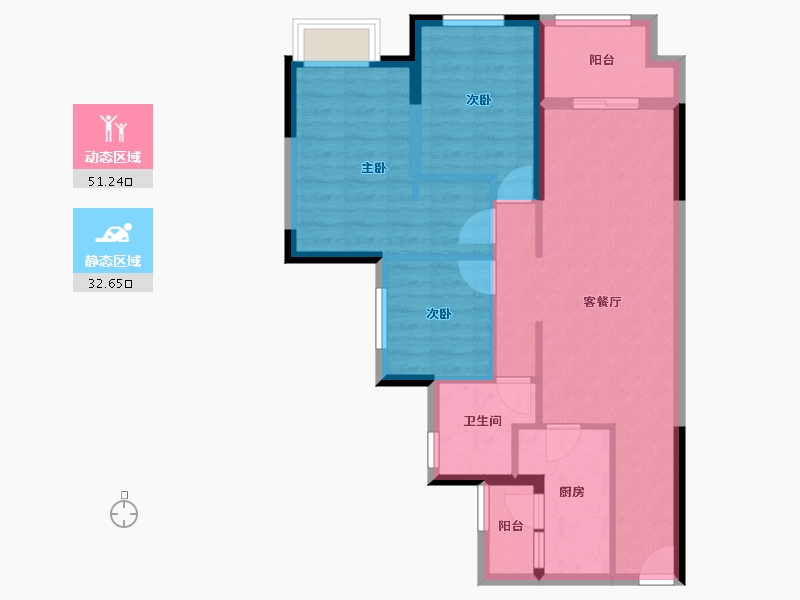 重庆-重庆市-云山晓-74.40-户型库-动静分区