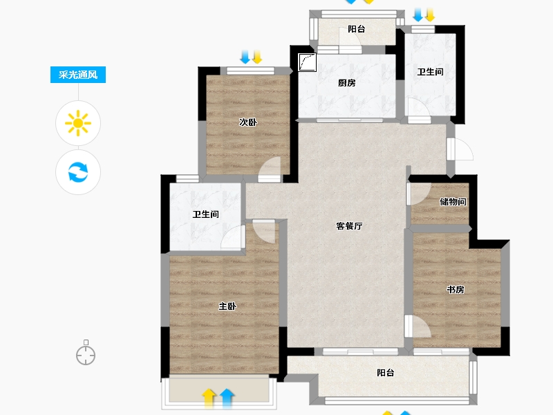 四川省-成都市-领地台兴丽府蘭台-85.60-户型库-采光通风