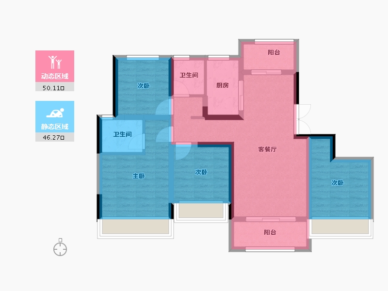 重庆-重庆市-蓝光申佳雍锦澜庭-84.55-户型库-动静分区