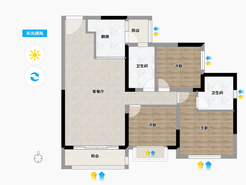 重庆-重庆市-十里长江-91.26-户型库-采光通风