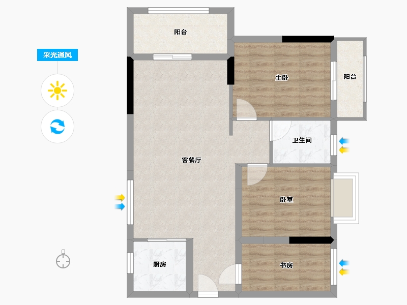 湖南省-衡阳市-外滩壹号-80.00-户型库-采光通风