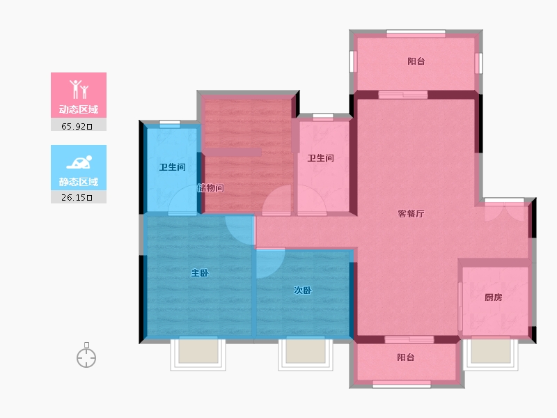 广东省-中山市-国深大信君澜湾-81.60-户型库-动静分区