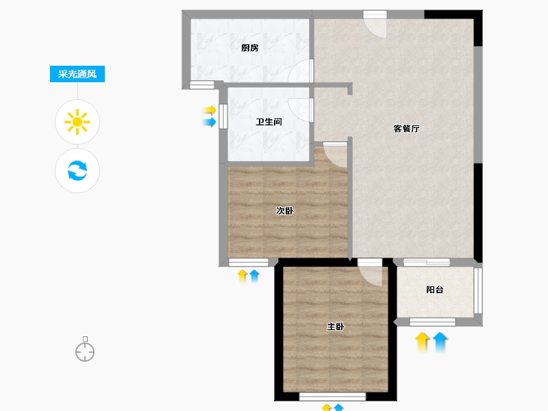 云南省-昆明市-绿地海之城-66.40-户型库-采光通风