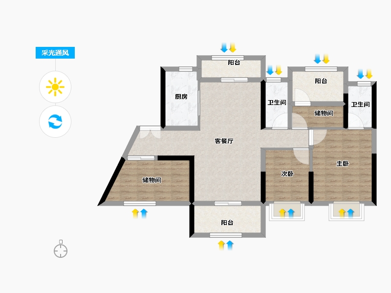 广东省-中山市-国深大信君澜湾-92.01-户型库-采光通风