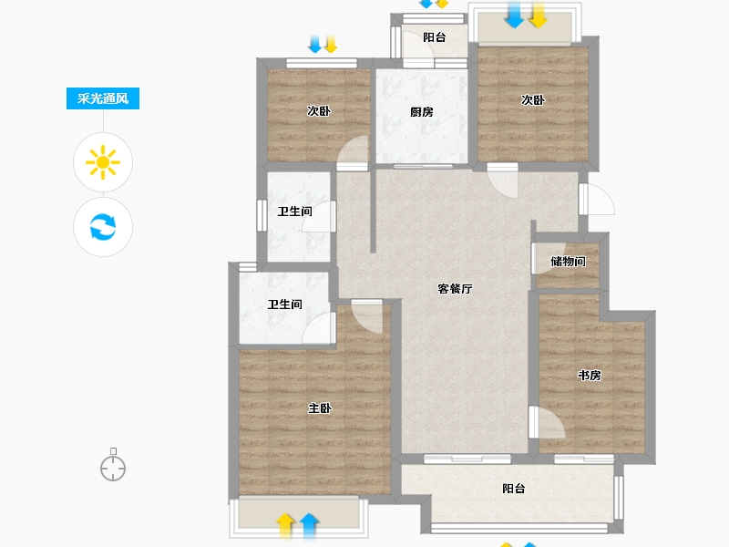 四川省-成都市-领地台兴丽府蘭台-96.03-户型库-采光通风