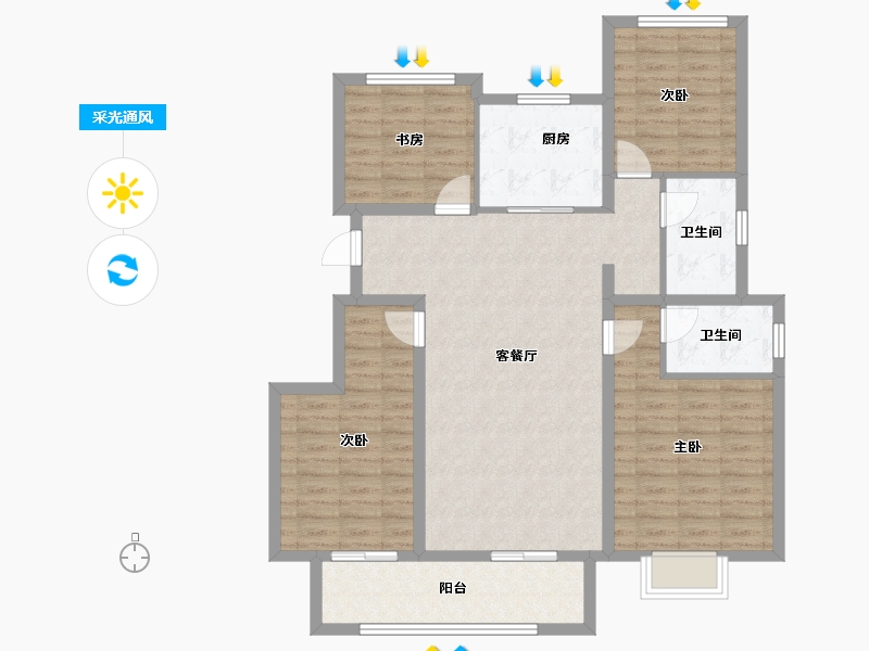 江苏省-徐州市-都会星宸臻源-107.96-户型库-采光通风