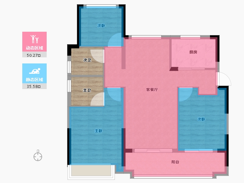 浙江省-绍兴市-翠湖隐秀府-85.38-户型库-动静分区