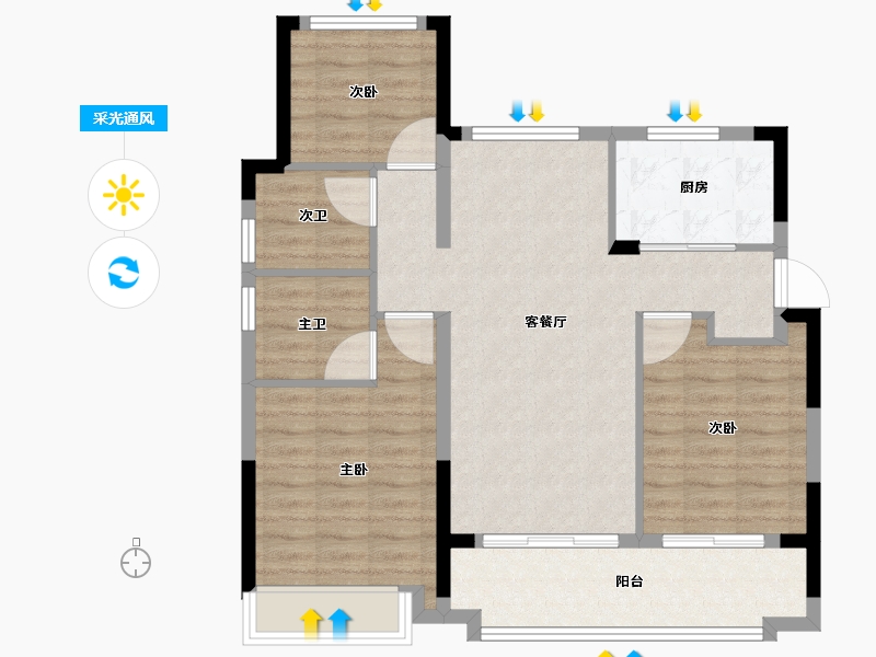 浙江省-绍兴市-翠湖隐秀府-85.38-户型库-采光通风