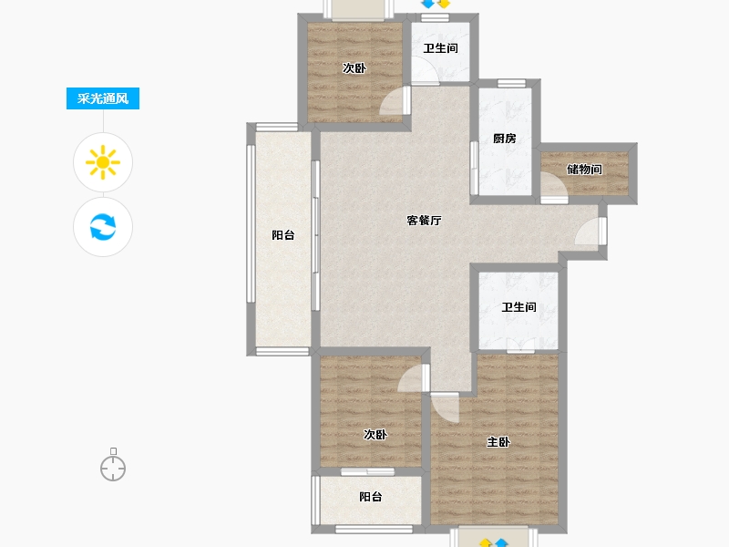 云南省-昆明市-光明璟宸-102.30-户型库-采光通风