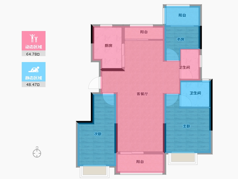 陕西省-西安市-中海曲江大城-101.60-户型库-动静分区