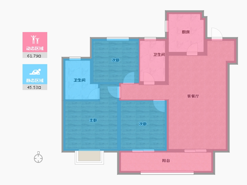 江苏省-徐州市-都会星宸臻源-95.97-户型库-动静分区