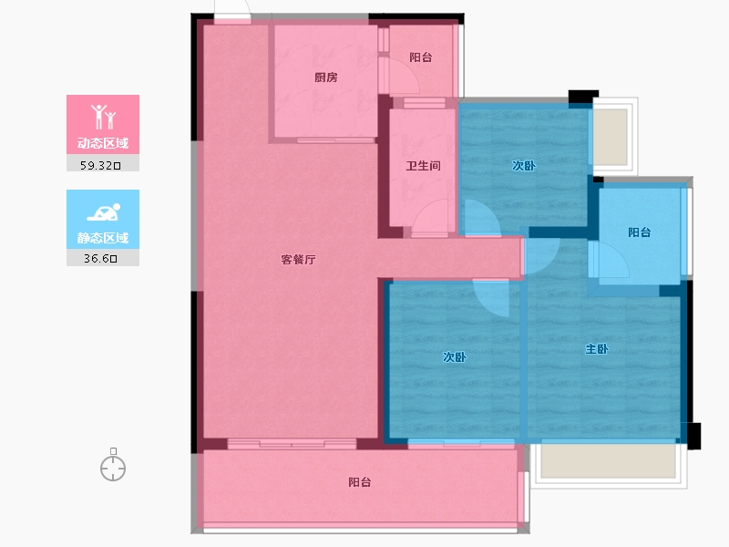 广东省-惠州市-万象湖花园-85.88-户型库-动静分区