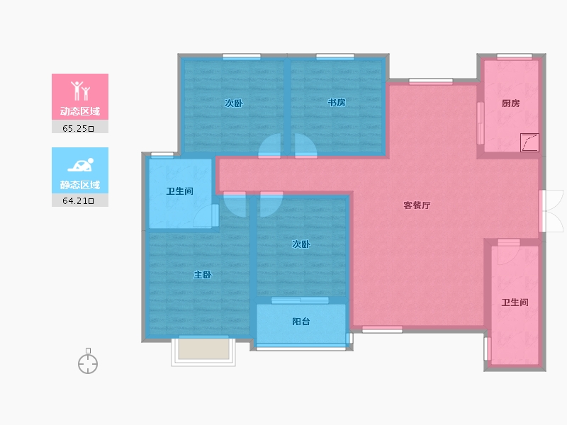 陕西省-宝鸡市-明星佳苑-115.00-户型库-动静分区