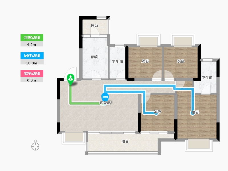 重庆-重庆市-绿地听江左岸-95.32-户型库-动静线