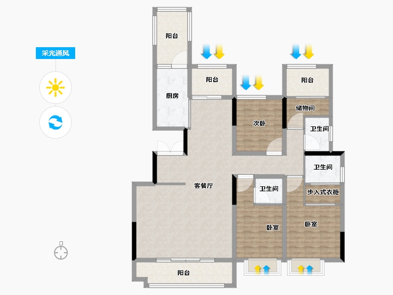 陕西省-西安市-中海曲江大城-138.40-户型库-采光通风