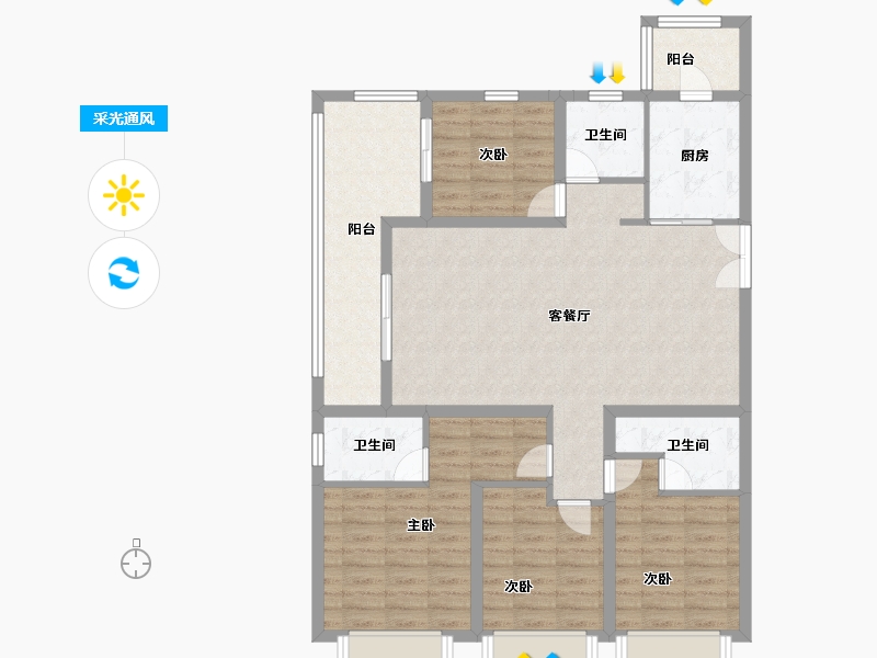 云南省-昆明市-绿地东海岸滇峰-108.80-户型库-采光通风