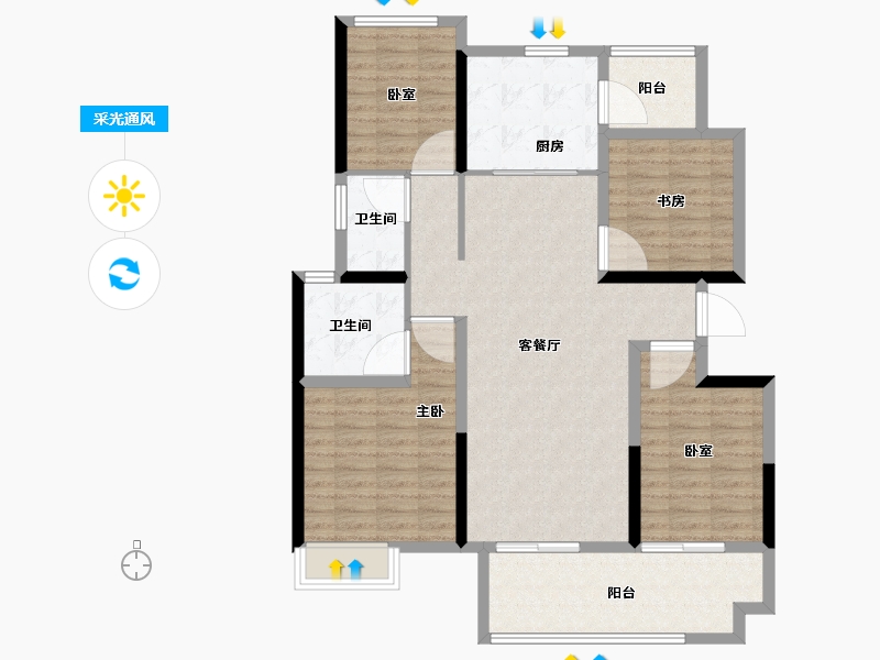 陕西省-西安市-中海曲江大城-112.00-户型库-采光通风