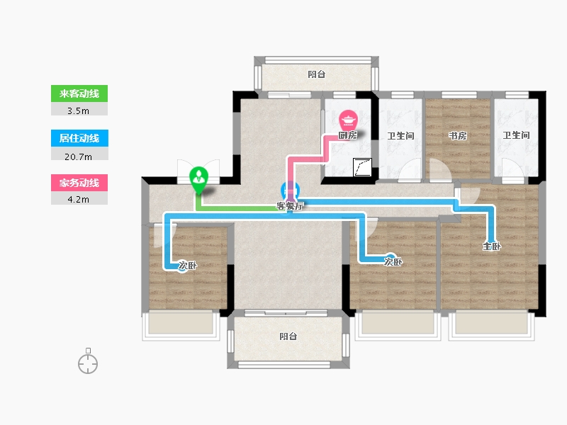 四川省-成都市-美的碧桂园观澜府-95.60-户型库-动静线