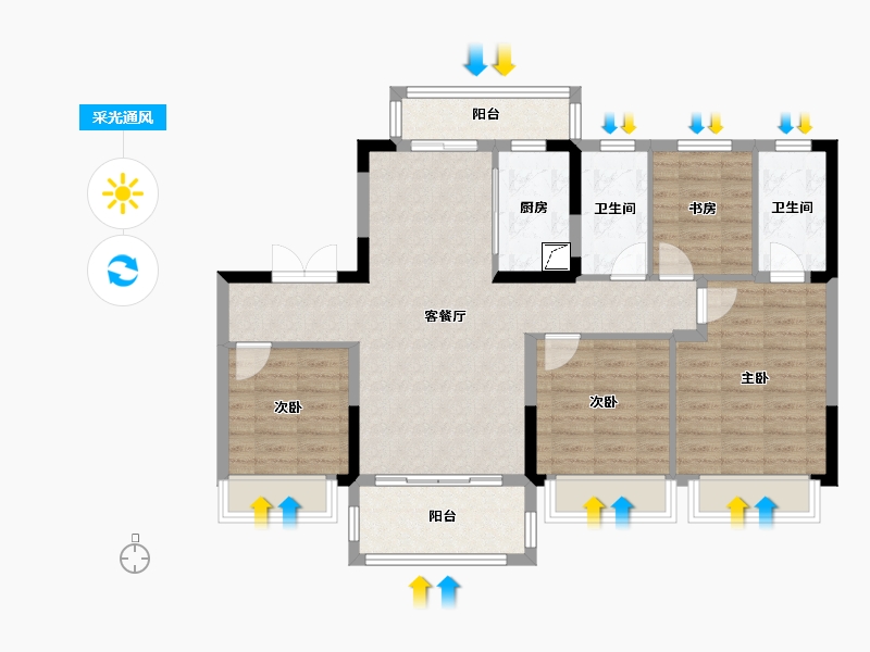 四川省-成都市-美的碧桂园观澜府-95.60-户型库-采光通风