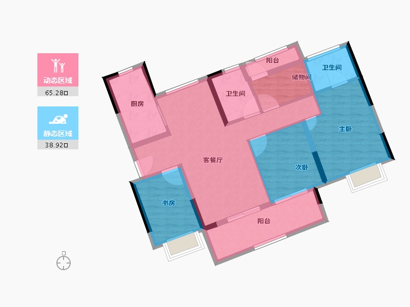 广东省-中山市-雅居乐濠头雅苑-92.70-户型库-动静分区