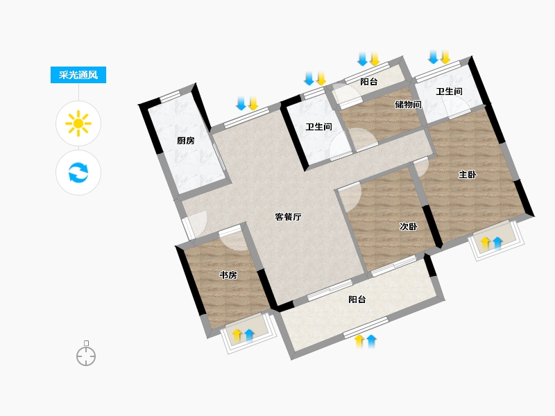 广东省-中山市-雅居乐濠头雅苑-92.70-户型库-采光通风