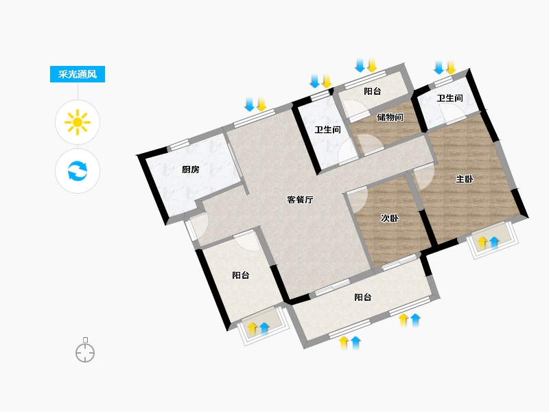 广东省-中山市-雅居乐濠头雅苑-97.00-户型库-采光通风