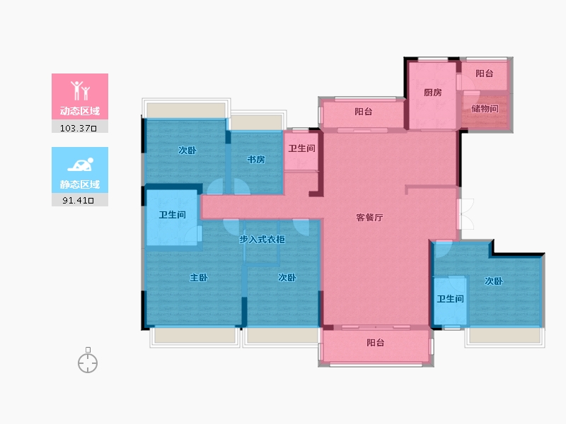 四川省-成都市-美的碧桂园观澜府-175.52-户型库-动静分区