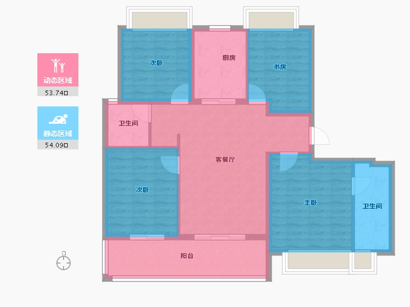 云南省-昆明市-金地峯范-96.93-户型库-动静分区