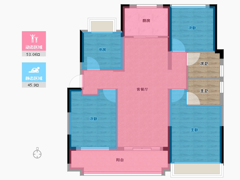 浙江省-绍兴市-翠湖隐秀府-96.87-户型库-动静分区