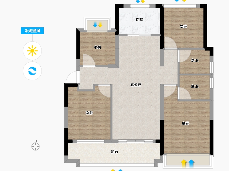 浙江省-绍兴市-翠湖隐秀府-96.87-户型库-采光通风