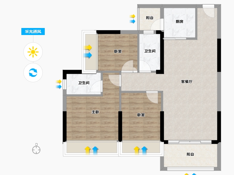 广东省-惠州市-好益康龙林上观-77.44-户型库-采光通风