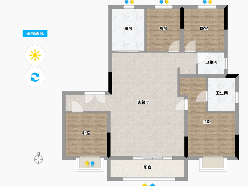 浙江省-温州市-弘阳上坤西湖四季-114.00-户型库-采光通风