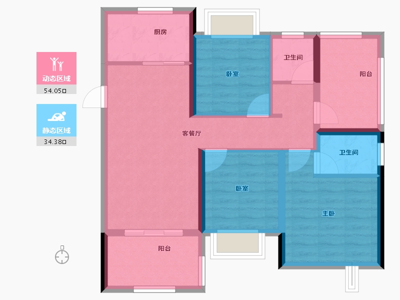 云南省-昆明市-浩创悦山湖-78.40-户型库-动静分区