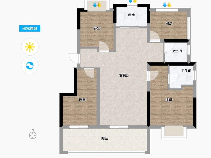 云南省-昆明市-浩创悦山湖-88.01-户型库-采光通风