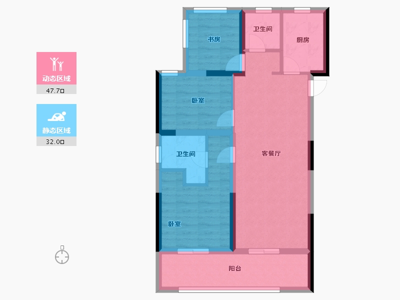 云南省-昆明市-浩创悦山湖-70.40-户型库-动静分区