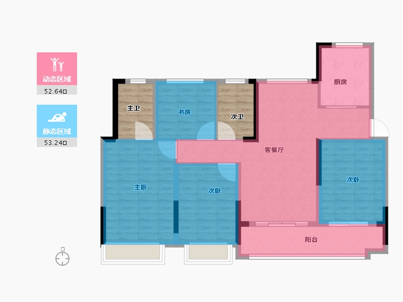 浙江省-绍兴市-翠湖隐秀府-105.23-户型库-动静分区