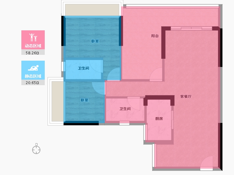 广东省-惠州市-天润嘉园-70.66-户型库-动静分区