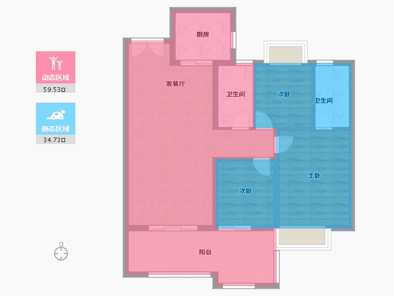 云南省-昆明市-绿地东海岸滇峰-84.80-户型库-动静分区