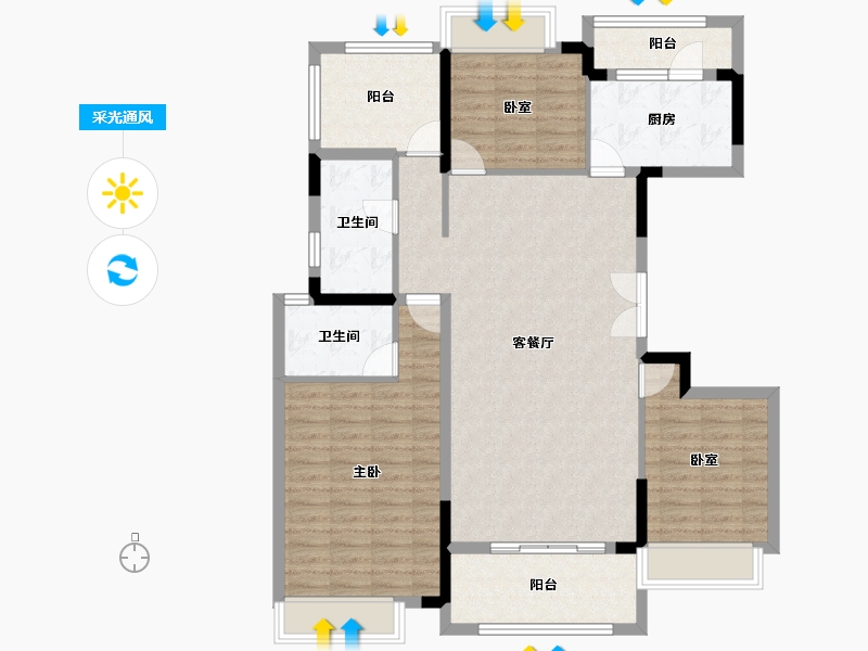 广东省-惠州市-半岛1号-113.07-户型库-采光通风