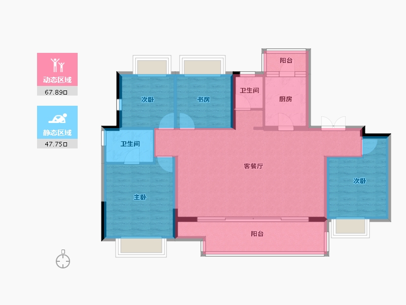 重庆-重庆市-绿地听江左岸-104.58-户型库-动静分区